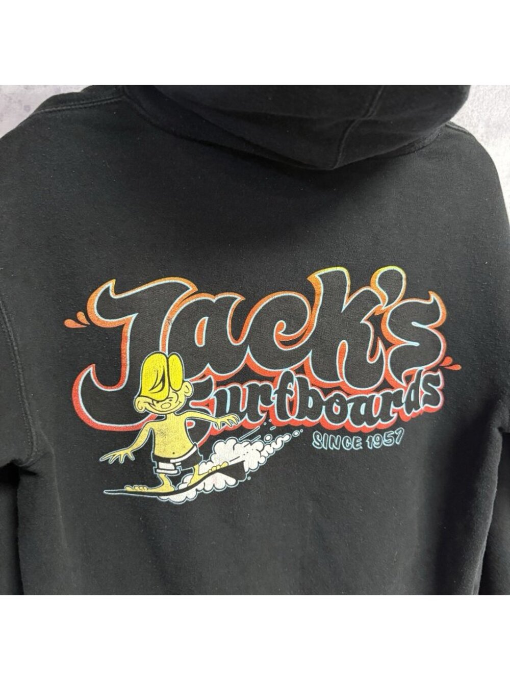 Jacks Surfboards Surf Shop Hoodie Sweatshirt Mens Small Black